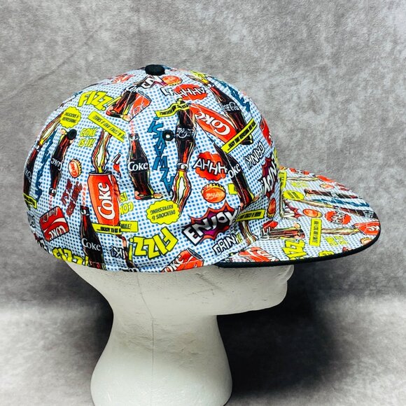 Coca-Cola 2015 Hat Comic Print Colorful Baseball Cap Fitted M/L - Picture 4 of 8